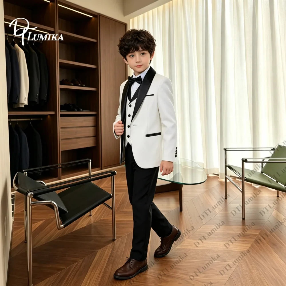 Homecoming Suit for Boys Wedding Guest Kids Formal Tuxedo 5 Pieces Complete Size 3-14T SHIP TODAY Communion Ring Bearer Suits