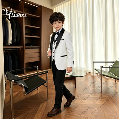 Homecoming Suit for Boys Wedding Guest Kids Formal Tuxedo 5 Pieces Complete Size 3-14T SHIP TODAY Communion Ring Bearer Suits