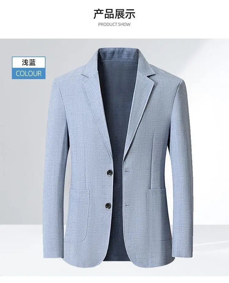 30% Linen Blazer - Men's Fashionally Fit Business Formal Wedding Gentleman's Cool Silk Lightweight Breathable Casual Blazer