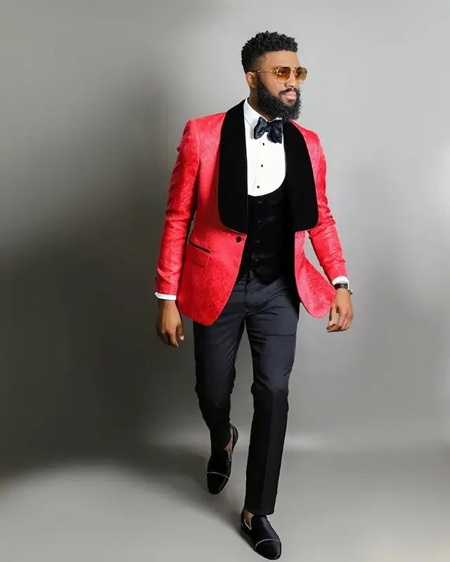 Fashion Ivory Costume Homme 3 Pieces Slim Fit Wedding Tuxedos One Button Peak Lapel Groomsmen Best Man Wear Men's Prom Blazer