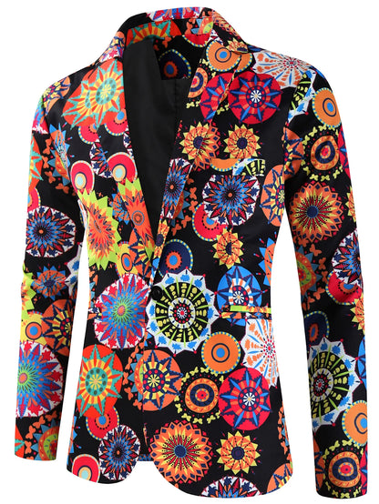 Luxury Blazers Funny Colorful Floral Printed Men Suit Jacket 2025 Ethnic Style Casual Smoking Masculino Elegant Man Party Blazer