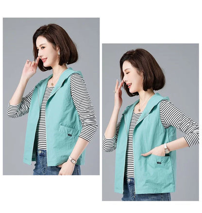 Spring Summer Woman Waistcoat New Casual Liner Sleeveless Jacket Women Zipper Hooded Thin Vest Female Outerwear Chaleco Mujer