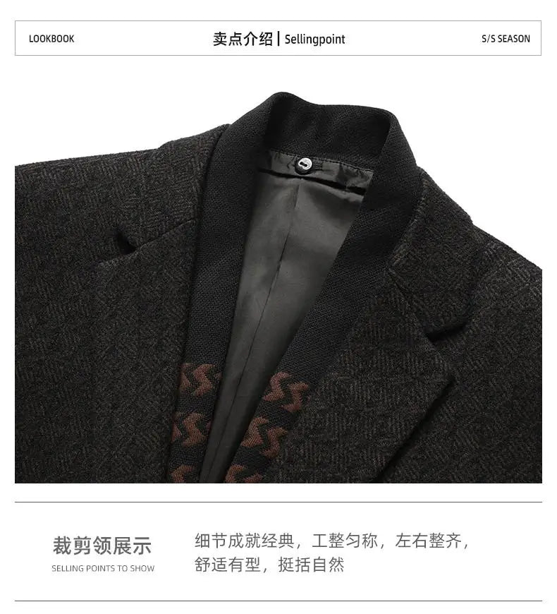 2026 Blazer's New Men's Fashion Business Outdoor Banquet Versatile Wedding Hosting Dress, Actor Gentleman Casual Scarf Blazer