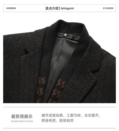 2026 Blazer's New Men's Fashion Business Outdoor Banquet Versatile Wedding Hosting Dress, Actor Gentleman Casual Scarf Blazer