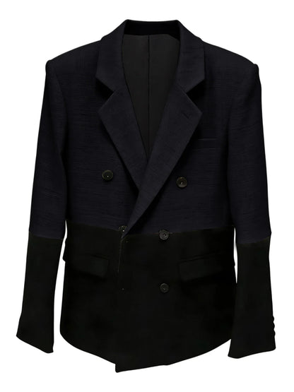 Men's Linen Color Block Blazer Double Breasted Notch Lapel Lightweight summer Sport Coat Fashion Jacket for Party & Streetwear
