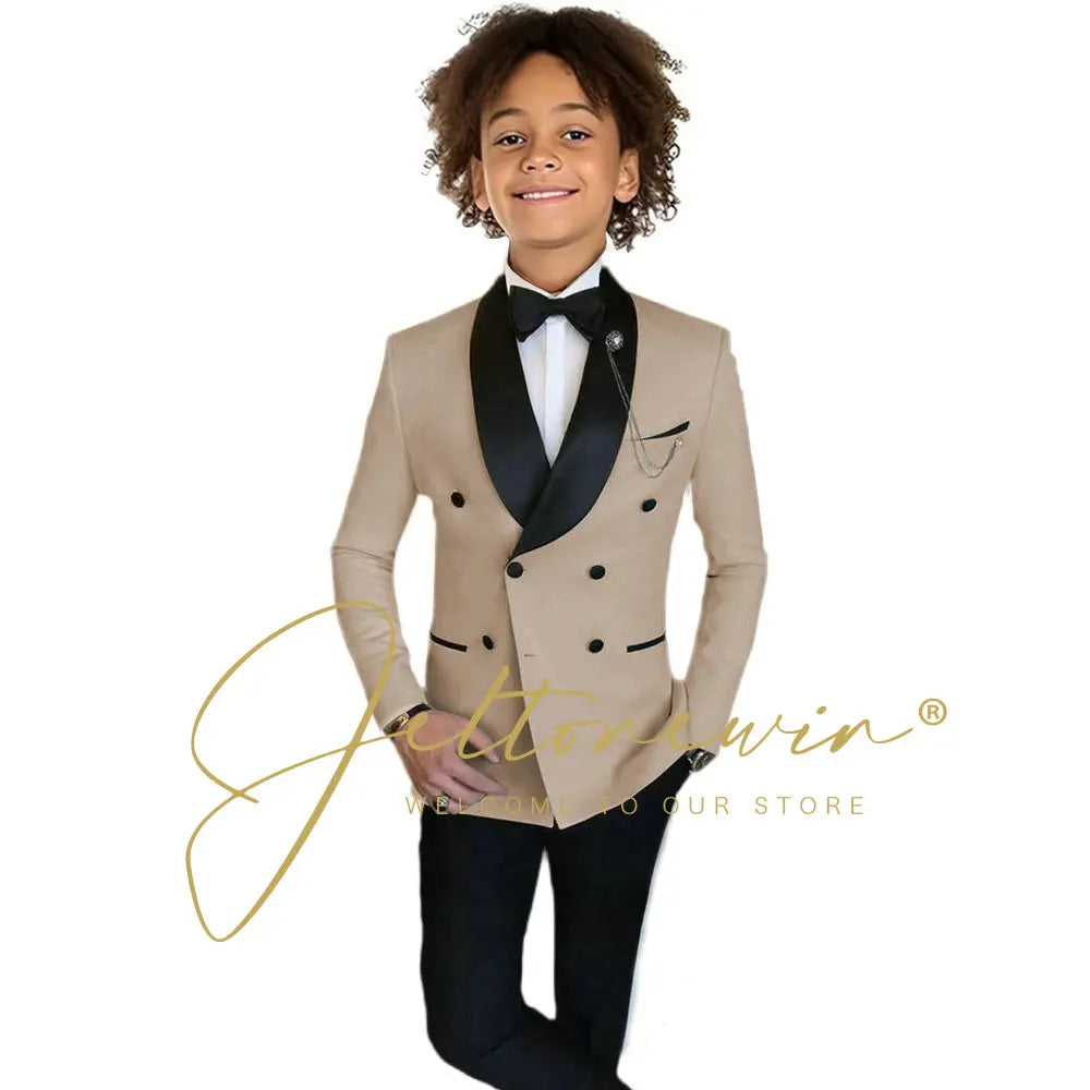 Boys Formal Suits Double Breasted Wedding Outfits Host Performance Costume for Children 2-16 Years Old Kids Birthday Blazer Set