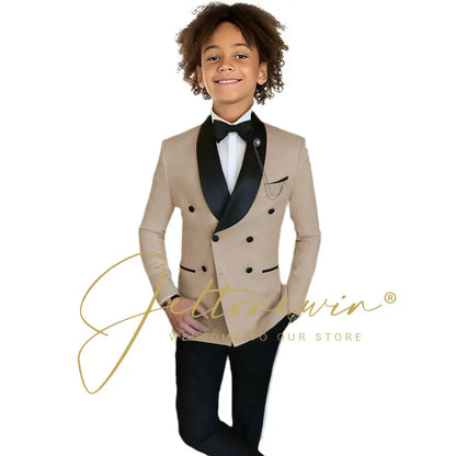 Boys Formal Suits Double Breasted Wedding Outfits Host Performance Costume for Children 2-16 Years Old Kids Birthday Blazer Set