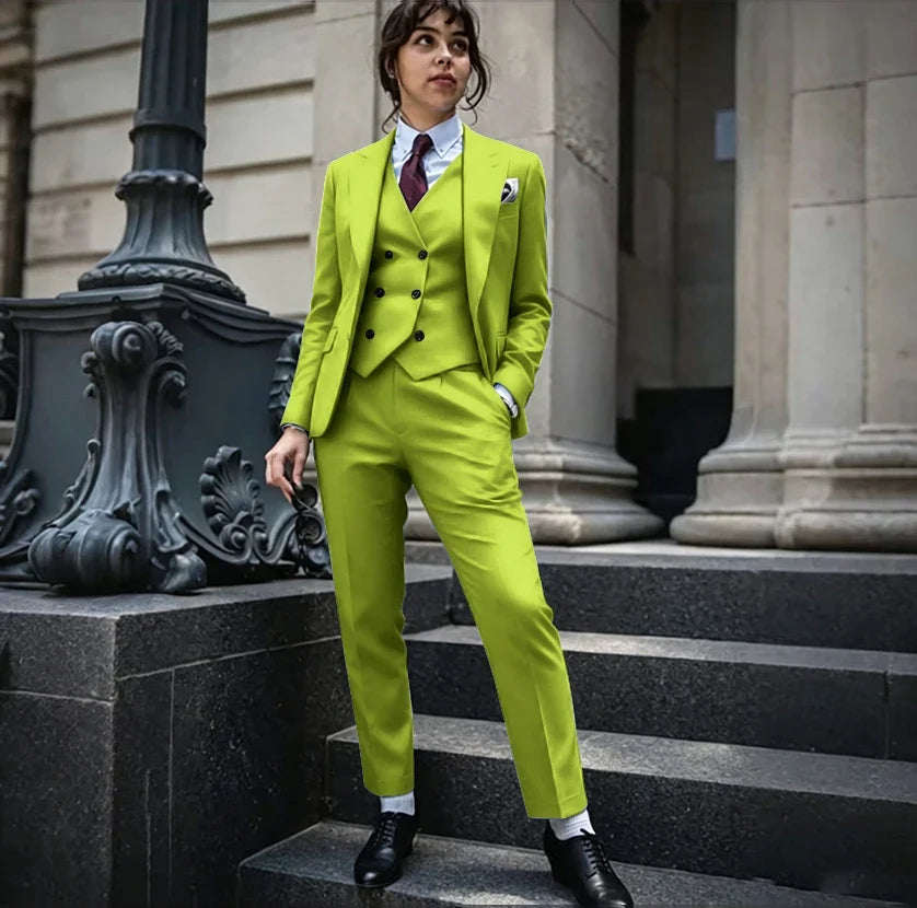 Powerful Black Women 3 Piece Suit Classic Single Breasted Jacket Vest Pants Set Elegant Office Business Formal Lady Outerwears