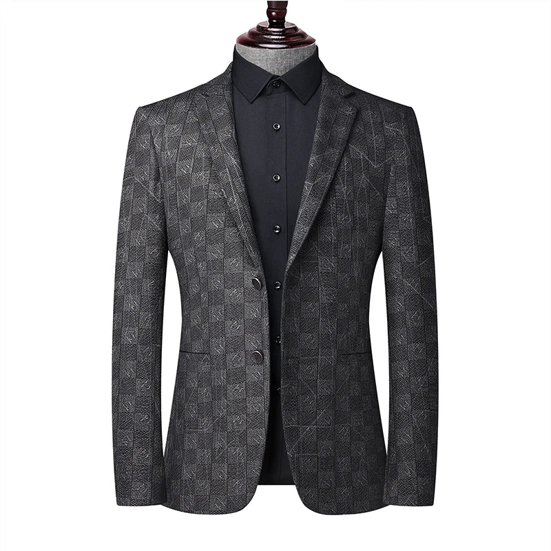 Blazer's New Men's Fashionable Business Wedding Banquet Casual Hosting Dress Showcases A High-end Middle-aged Gentleman Blazer