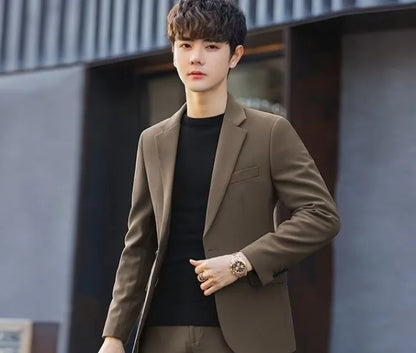 2026 Men's Korean Style Loose Retro Casual Blazer Spring Autumn Versatile Trendy Suit Jacket