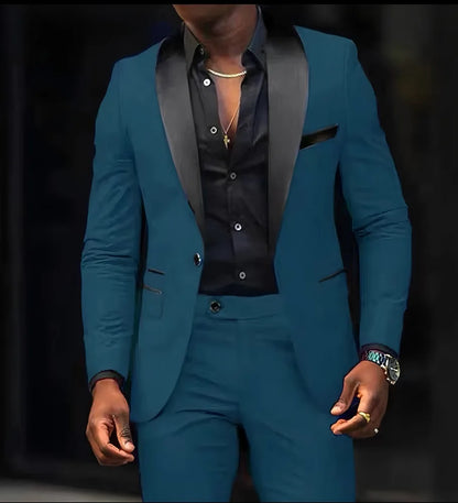 Ensemble 2 pièces pour homme, costume de mariage ou d'affaires, veste à un bouton et pantalon, ensemble veste slim fit