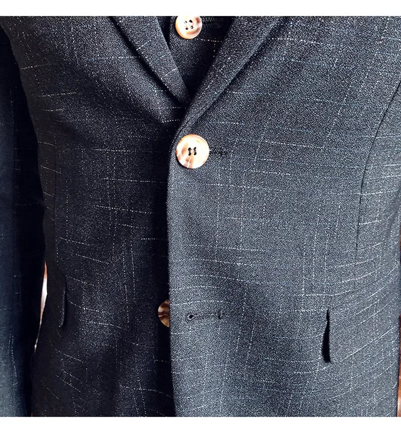 Men's 3-Piece Striped Formal Suit – Blazer, Vest & Trousers | Italian Style Business Gentleman