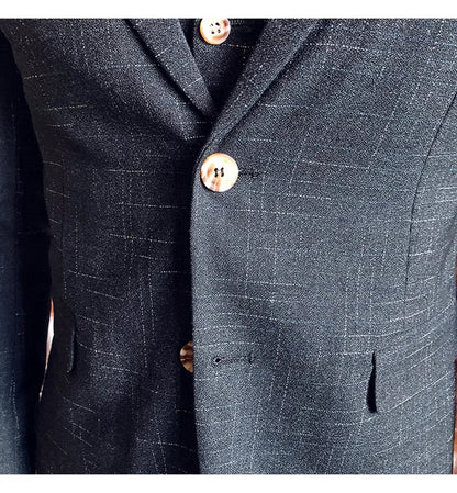 Men's 3-Piece Striped Formal Suit – Blazer, Vest & Trousers | Italian Style Business Gentleman