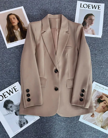 Elegant Office Lady Blazers for Women 2025 Fashion Long Sleeve Single Button Blazer Coats Female Top Suit Jackets Outerwears
