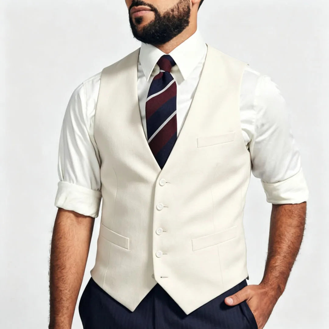 Men's Formal Vest – Single Breasted V-Neck Suit Waistcoat for Weddings & Business