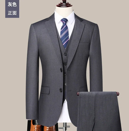 Men's Solid Color Formal Suit for Business, Banquet, and Wedding
