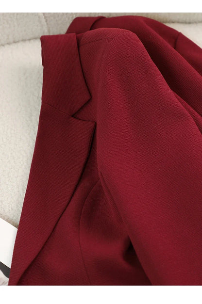 Elegant National Style Buckle Pants Suit  2024 Autumn New Professional Temperament Slim Blazer And Pants Office Ladies Work Wear