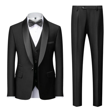 Men's Slim Fit Formal Suit Set – Blazer, Vest & Pants for Weddings & Parties