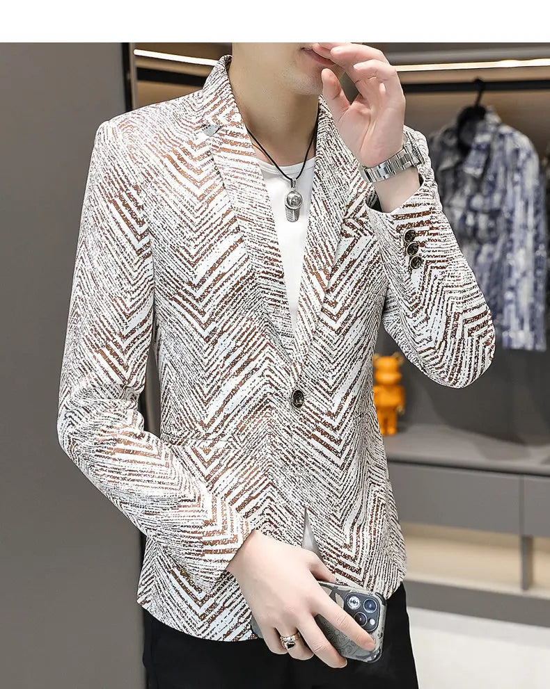 Blazer Men's Fashion Outdoor Travel Gentleman Wedding Slimming Business Versatile Trendy Casual Korean-style Formal Wear Blazer