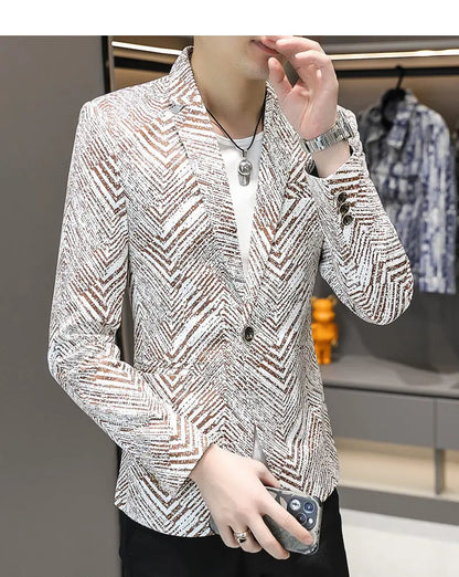Blazer Men's Fashion Outdoor Travel Gentleman Wedding Slimming Business Versatile Trendy Casual Korean-style Formal Wear Blazer