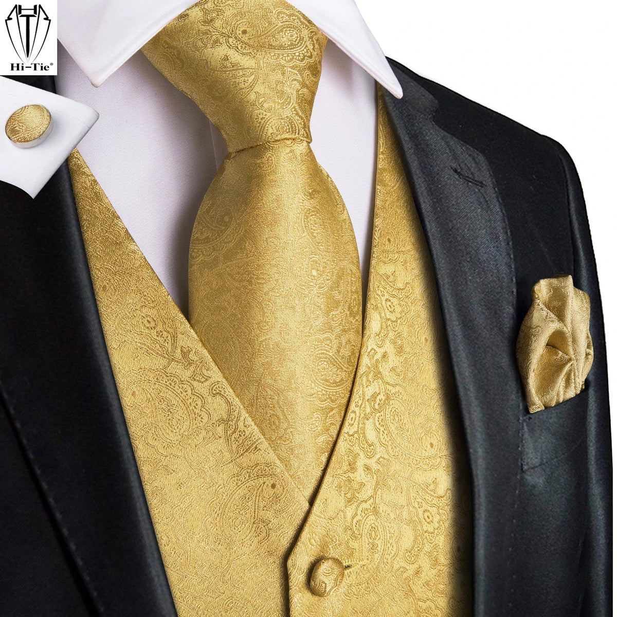 Men's Suit Vest Set – Broadcloth Waistcoat with Tie, Bowtie, Hanky & Cufflinks for Weddings & Office