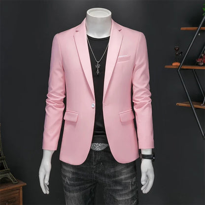 15 Color Fashion Mens Suit Jacket High Quality Slim Fit Solid Color Casual Business Mens Blazers Formal Office Wedding Suit Tops