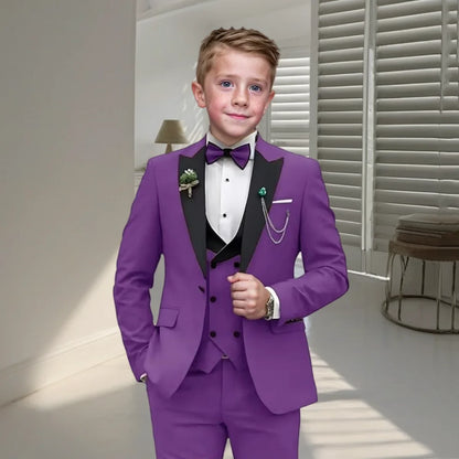 Boys Formal 3-Piece Suit Set – Blazer, Vest & Pants | Kids Wedding & Party Tuxedo