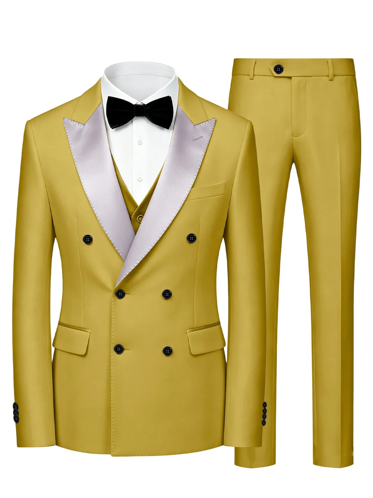 Men's Double Breasted 3 Piece Suit – Slim Fit Tuxedo Set for Weddings & Formal Events