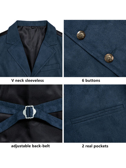 Men's Faux Suede Waistcoat – Single Breasted Slim Fit Formal Vest for Weddings & Business