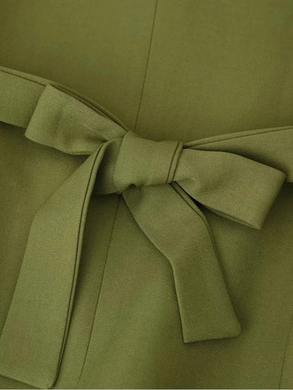 Women's Belted Waist Blazer Jacket Double Button Slim Suit Coat Long Sleeve Elegant Office Chic Minimalist Jacket