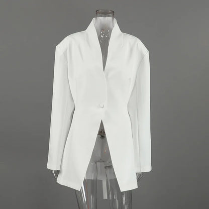 Winter,European,Clothes,Workplace,Office,Suit coat,Chic,Sexy,V-Neck,Elegance,Women,Tops,Long Sleeve,Lace up,Jacket,2026,6722002