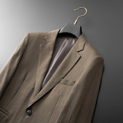 Spring and Autumn Men's British Naples suit, no perm, solid color, wedding, business, work, versatile, simple, high-end suit
