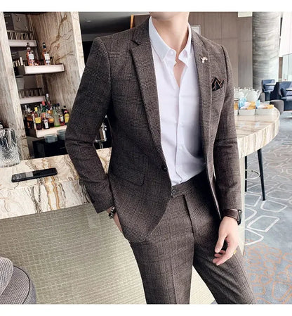 Men's Hemp Linen Suit (Blazer + Pants) – Smart Casual British Style for Business, Wedding & Everyday Wear