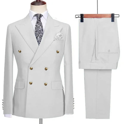 Men's Double Breasted Slim Fit Suit Set for Wedding and Formal Occasions – Multi-Color