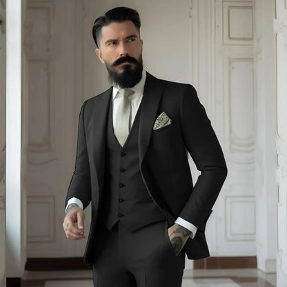 Green Men's Slim Fit 3 Piece Suits (Jacket+Vest+Pant) Wedding Groom Tuxedos Prom Formal Male Party Blazers