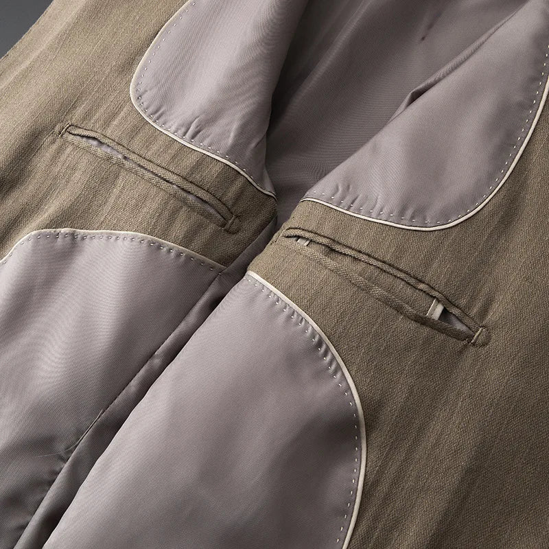 Spring and Autumn Men's British Naples suit, no perm, solid color, wedding, business, work, versatile, simple, high-end suit