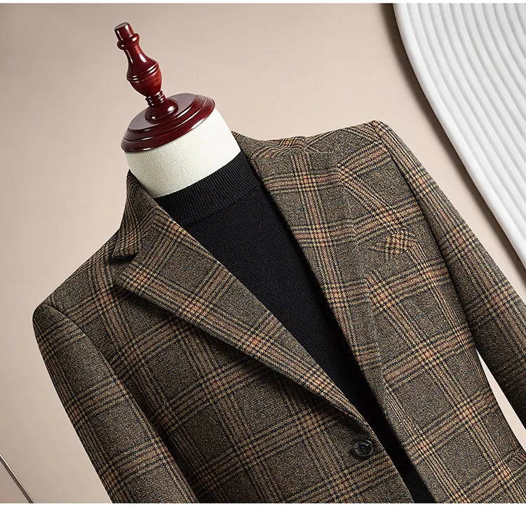 High Qualitys 50% Woolen Men's Suit Jacket Autumn Winter Thicken Warm Business Slim Fit Casual Wedding Groom Coats Tailcoat