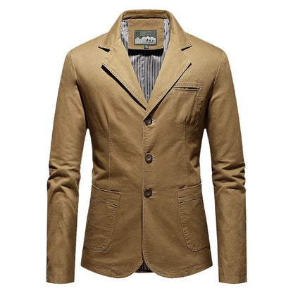 New Men's Blazers Male Male Spring Autumn Pure Cotton Solid Casual Blazer Men Clothing Outerwear Suit Jacket Coat 4XL AG818