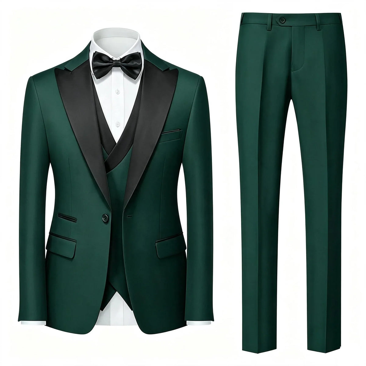 Men's Suit 3 Pieces Set Slim Fit Business Leisure Banquet Wedding Groom Dress Jacket Vest with Pants