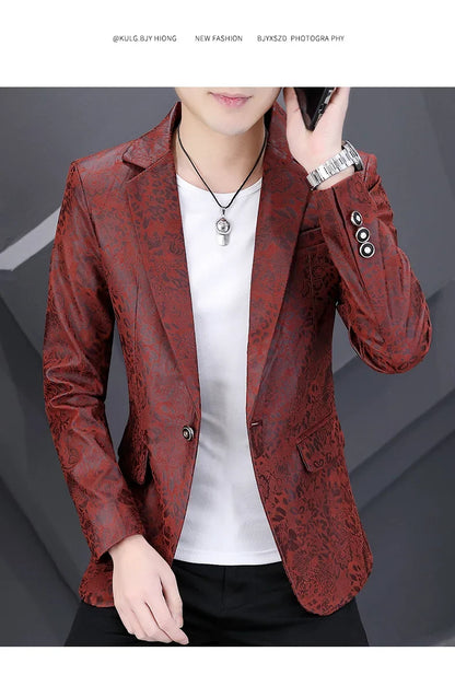 Brand Hot Stamping Casual Business Suit Jacket Men Retro Slim Fit Casual Suit Jackets Social Banquet Office Uniform Blazers 2026