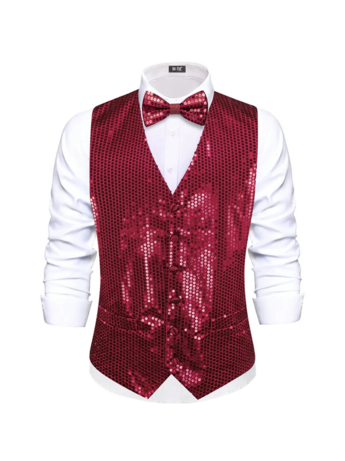Men's Sequin Vest – Sleeveless Single Breasted Formal Waistcoat for Weddings & Events
