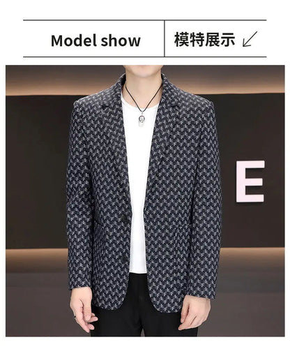 2025 Spring Autumn Letter Printed Suit Jackets Men Korean Fashion Slim Fit Blazer Masculino Casual Business Social Dress Coats