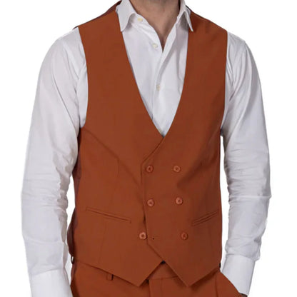 Men Formal Vest Double Breasted Solid Color Waistcoat for Wedding and Business