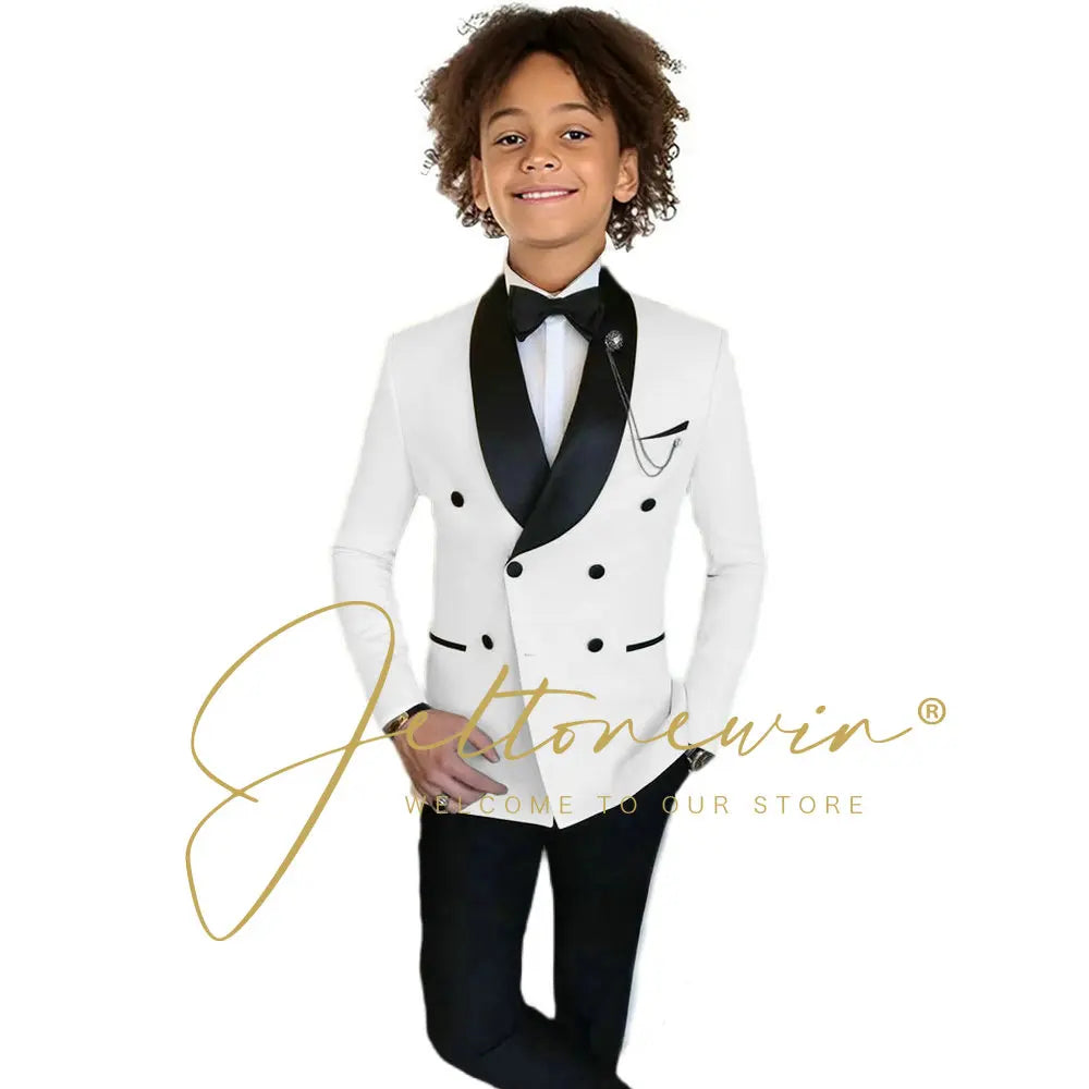 Boys Formal Suits Double Breasted Wedding Outfits Host Performance Costume for Children 2-16 Years Old Kids Birthday Blazer Set