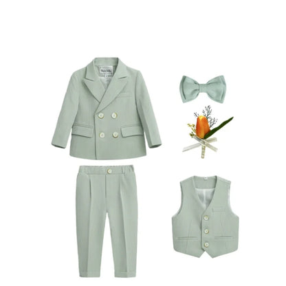 Kids Formal Suit Set Boys Girls Wedding Blazer Multi-Piece Pink Performance Costume