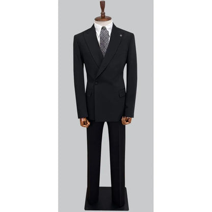 Men's Elegant Vintage Black Double Breasted Suit