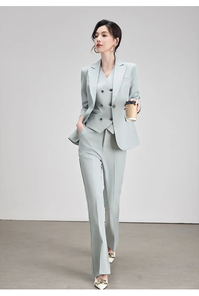 Office Lady Work Blazer Trousers Suits for Women Autumn New Business Chic Blazer and Pants Sets 2 Pieces Womens Outfit Pink