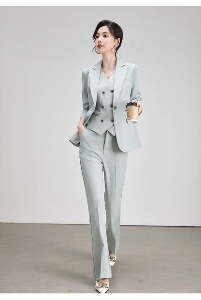 Office Lady Work Blazer Trousers Suits for Women Autumn New Business Chic Blazer and Pants Sets 2 Pieces Womens Outfit Pink