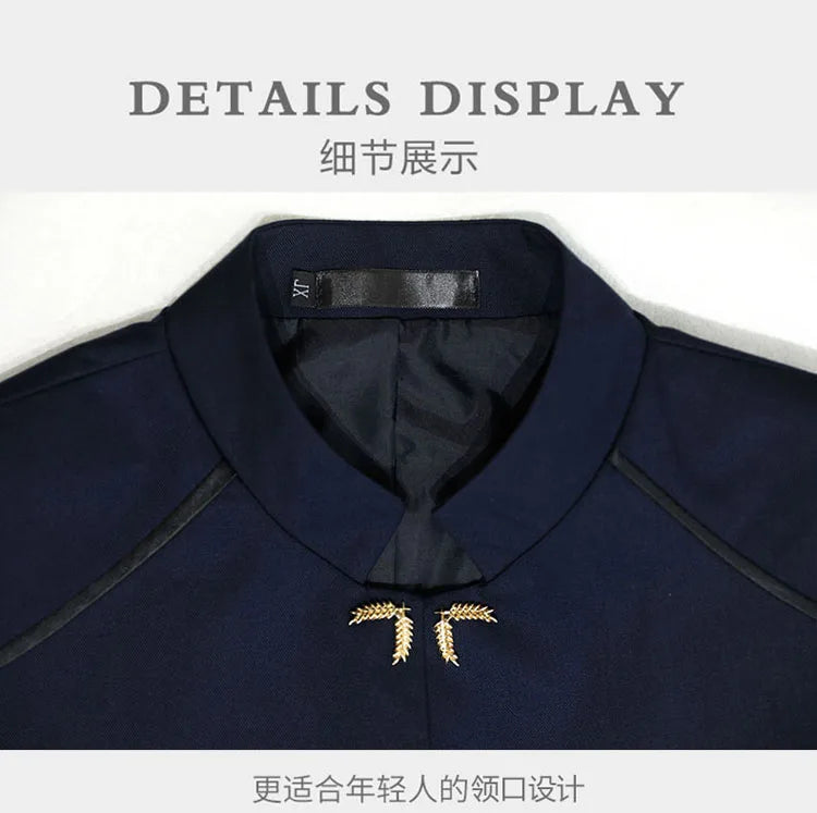 Suit (Blazer+ Pants) Men's Fashion Gentleman Business Outdoor Standing Collar Gentleman Wedding Work Casual MAO Suit