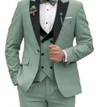 Costumes de mariage 3 pièces pour hommes, smoking de marié formel, coupe ajustée, décontracté, blazer à double boutonnage, gilet et pantalon pour fête